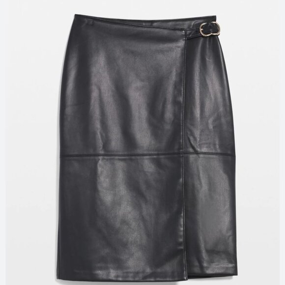 nwt WHITE HOUSE BLACK MARKET vegan leather wrap pencil skirt - Picture 1 of 3